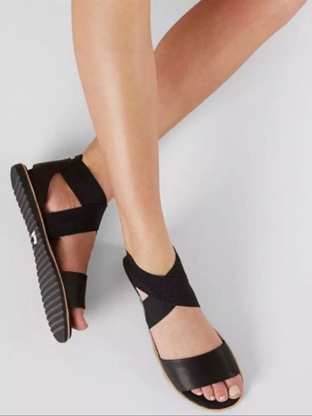 Sorel Ella Leather Cross Ankle Sandals